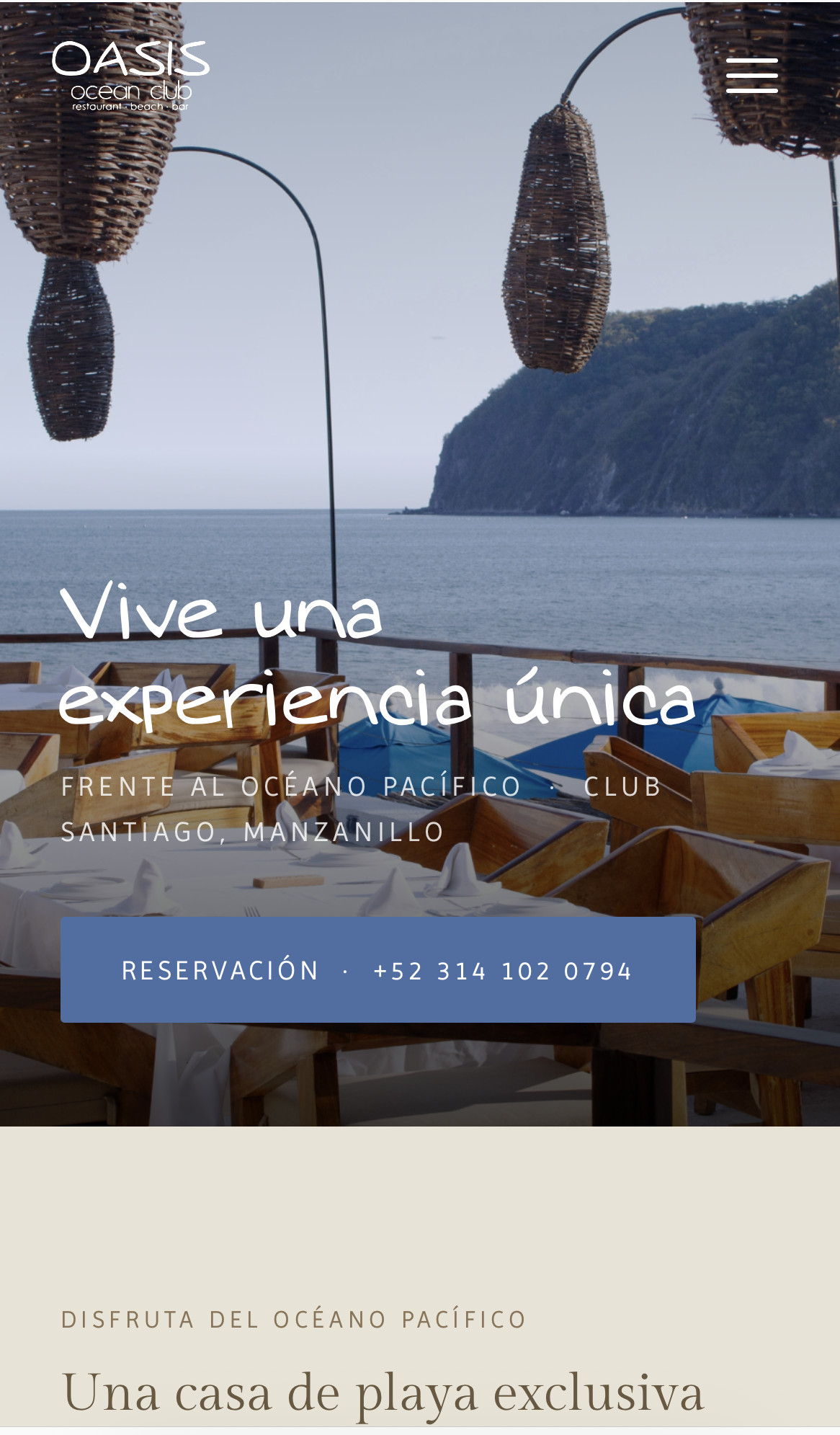 Oasis Ocean Club — página de inicio