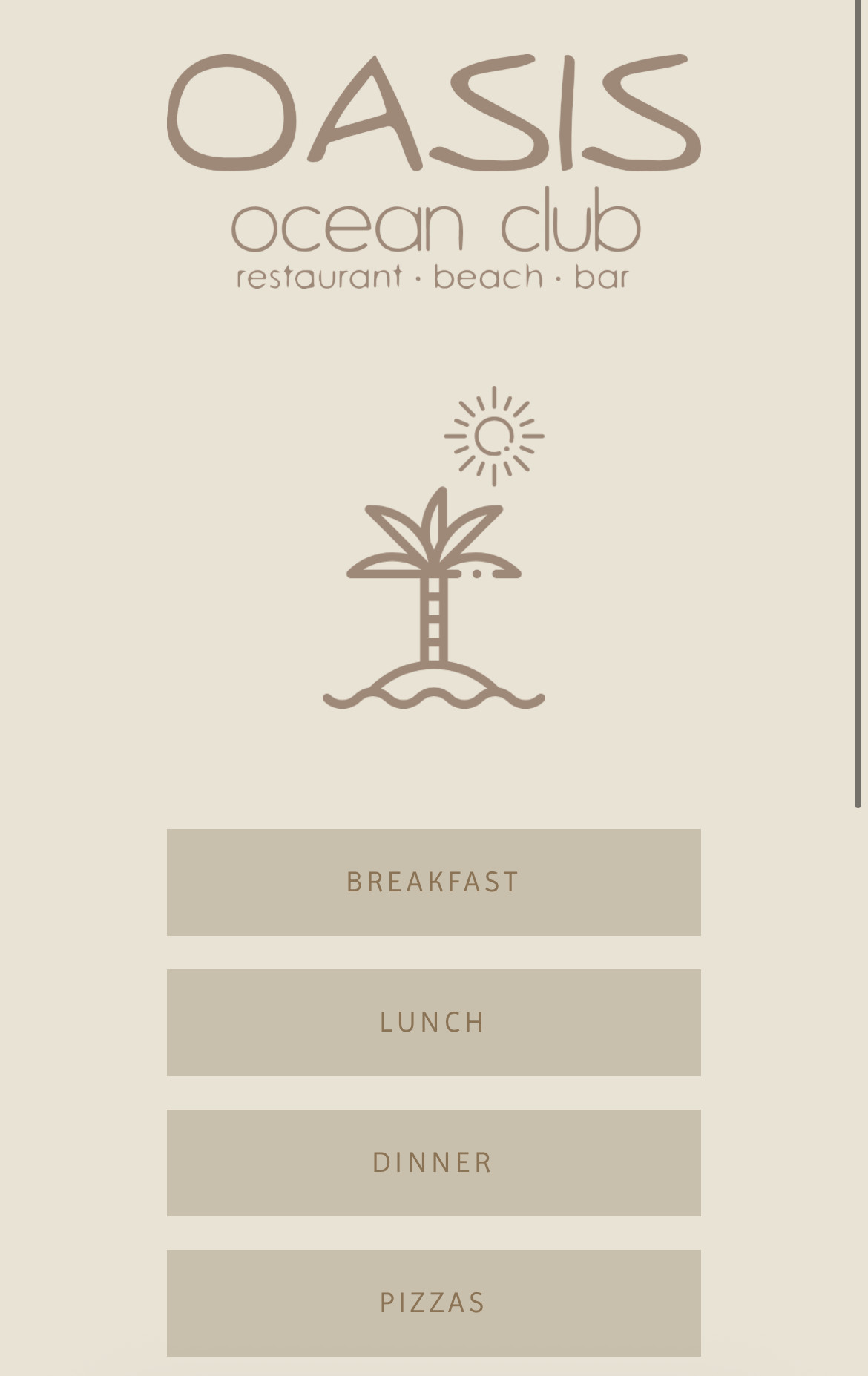 Oasis Ocean Club — menú